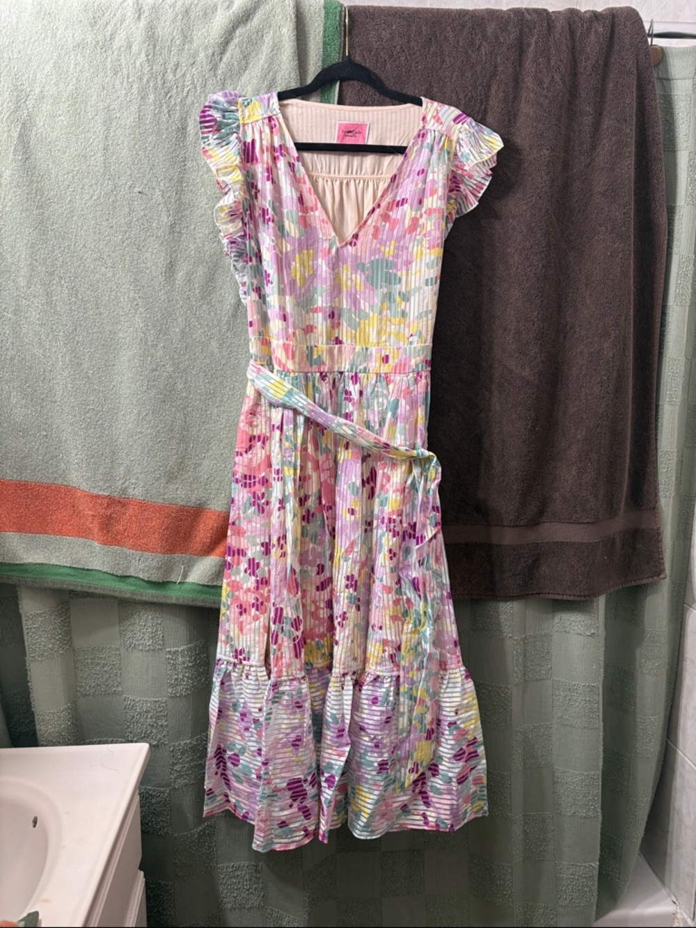 kate spade Pastel Floral V-Neck Maxi Dress in Pink, Yellow and Blue